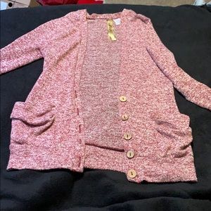 Red, 3/4 sleeve cardigan